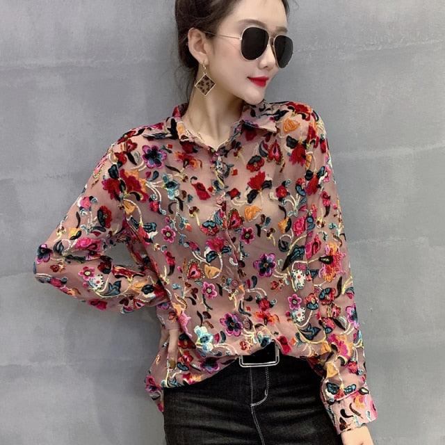 Spring Autumn Loose European Clothes Fashion Microfiber Blouse Women Button Cardigan Shirt Tops Ropa Mujer 2021 New T9D910