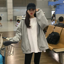 Load image into Gallery viewer, Women Hoodies Solid Color Zip Up Pocket Oversized Harajuku Korean Sweatshirts Female Long Sleeve Hooded Streetwear Casual Top

