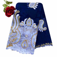 Load image into Gallery viewer, 2021 Latest African Women Scarf 100% Cotton Muslim Scarf Embroidery Splicing with Net Big Size Scarf for Shawls EC229
