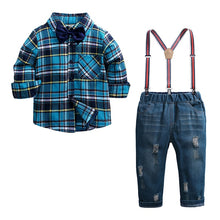 Load image into Gallery viewer, Spring Autumn Baby Boy Clothes Fashion Kids Clothes Boys Sets Cotton Long Sleeve Plaid Shirt+Jeans Children Clothing 1-6 Years
