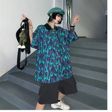 Load image into Gallery viewer, Funny Oversize Lightning Shirt Girl Summer Loose Women Korean Punk Beach Print Tops Harajuku Clothes Short Sleeve Shirt Female

