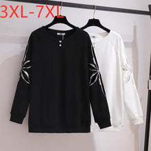Load image into Gallery viewer, New Ladies Autumn Winter Plus Size Tops For Women Large Long Sleeve Loose Black Sequins Cotton Thick T-shirt 3XL 4XL 5XL 6XL 7XL
