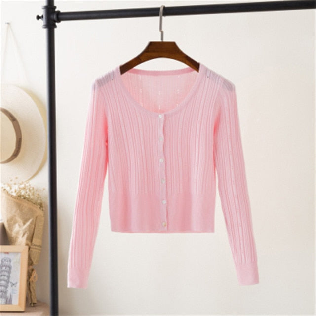 sweters women 2018 Korean loose short sweater spring and autumn long-sleeved women's cardigan top pull femme women tops PZ159