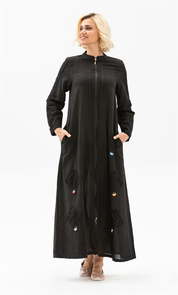 Women's Zipped Smoky Abaya