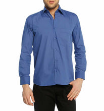 Load image into Gallery viewer, Men&#39;s Cut Long Sleeves Plain Saxe Classic Shirt

