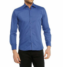Load image into Gallery viewer, Men&#39;s Slim Fit Long Sleeves Plain Saxe Shirt
