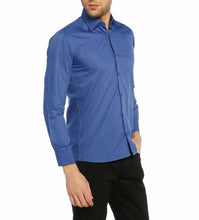 Load image into Gallery viewer, Men&#39;s Slim Fit Long Sleeves Plain Saxe Shirt

