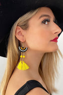 Women's Yellow Fringe Earrings - 1 Pair