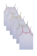 Girl's Thin Strap Combed Cotton Camisole- 6 pieces
