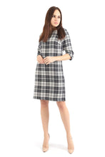 Load image into Gallery viewer, Women&#39;s Plaid Navy Blue Short Dress
