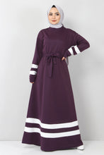 Load image into Gallery viewer, Women&#39;s Striped Purple Modest Dress
