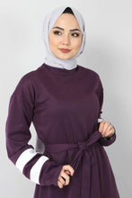 Load image into Gallery viewer, Women&#39;s Striped Purple Modest Dress
