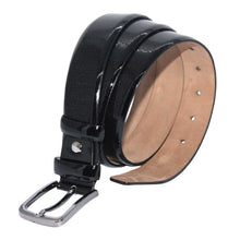 Load image into Gallery viewer, Men&#39;s Patterned Black Patent Classic Leather Belt
