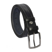 Load image into Gallery viewer, Men&#39;s Patterned Black Artificial Leather Classic Belt- 3.5 cm
