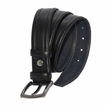 Load image into Gallery viewer, Men&#39;s Patterned Black Artificial Leather Classic Belt- 3.5 cm
