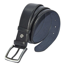 Load image into Gallery viewer, Men&#39;s Stitched Plain Black Artificial Leather Classic Belt- 4 cm
