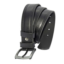 Load image into Gallery viewer, Men&#39;s Stitched Black Artificial Leather Sport Belt- 4 cm
