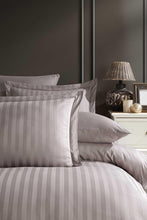 Load image into Gallery viewer, Striped Grey Satin Double Bed Duvet Cover Set
