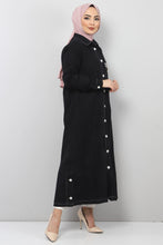 Load image into Gallery viewer, Women&#39;s Fancy Pocket Black Denim Abaya
