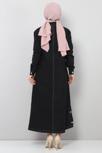 Load image into Gallery viewer, Women&#39;s Fancy Pocket Black Denim Abaya
