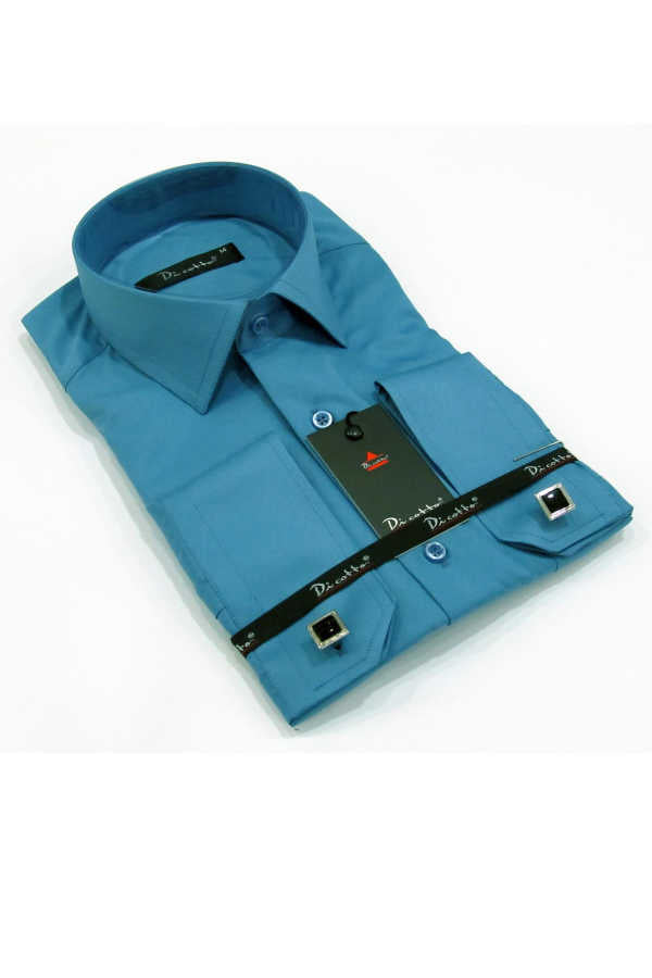 Men's Classic Cut Cufflinks Turquoise Micro Fabric Shirt