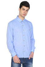 Load image into Gallery viewer, Men&#39;s Long Sleeves Blue Skinny Fit Shirt
