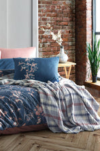 Load image into Gallery viewer, Indigo Double Bed Blanket &amp; Duvet Cover Set
