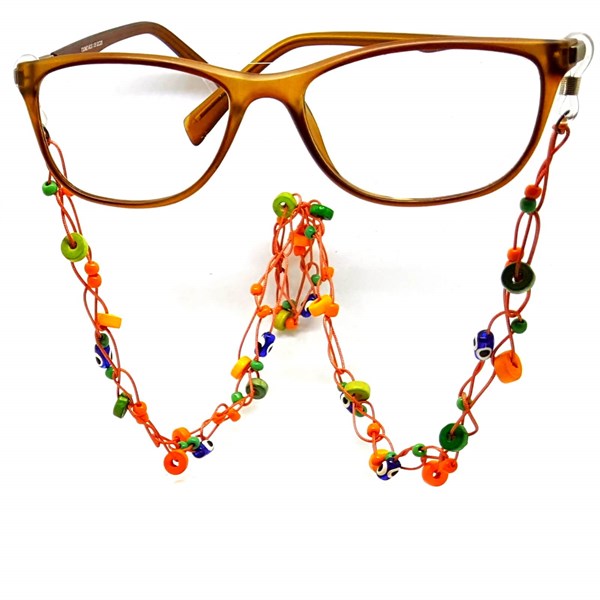 Wood Orange Knit Glasses Chain