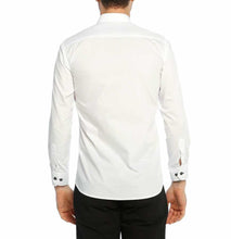 Load image into Gallery viewer, قميص أبيض موحد اللون سليم فت بأكمام طويلة رجالي
