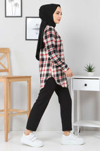 Load image into Gallery viewer, Women&#39;s Leather Detail Plaid Shirt
