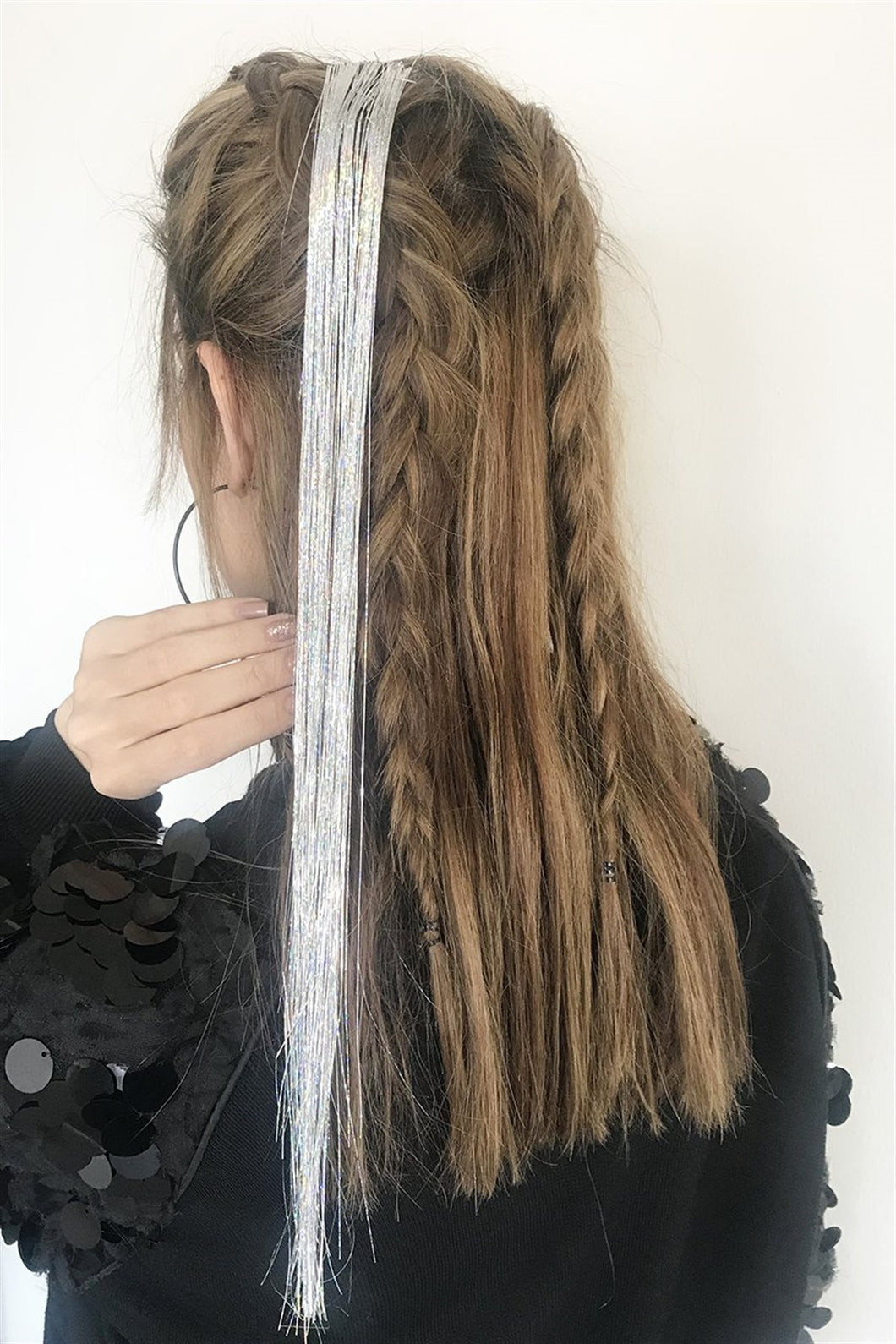 Women's Glitter Silver Hairpiece - 50 cm