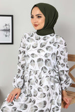 Load image into Gallery viewer, Women&#39;s Khaki Leaf Pattern Dress
