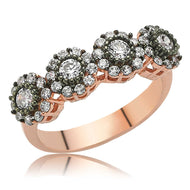 Women's Gemmed Rose Plated Silver Ring