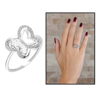 Women's Zircon Gemmed Butterfly Figure 925 Carat Silver Ring