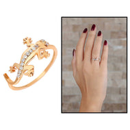 Women's Zircon Gemmed Rose Plated 925 Carat Silver Ring