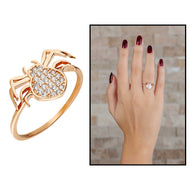 Women's Zircon Gemmed Spider Figure Rose Plated 925 Carat Silver Ring