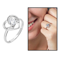 Women's Zircon Stone Heart Design 925 Carat Silver Ring